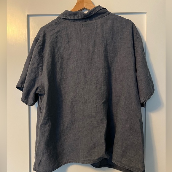 Flax Linen Button Down Shirt Short Sleeved Casual Lagenlook Top Blouse Size 1G - Picture 5 of 7